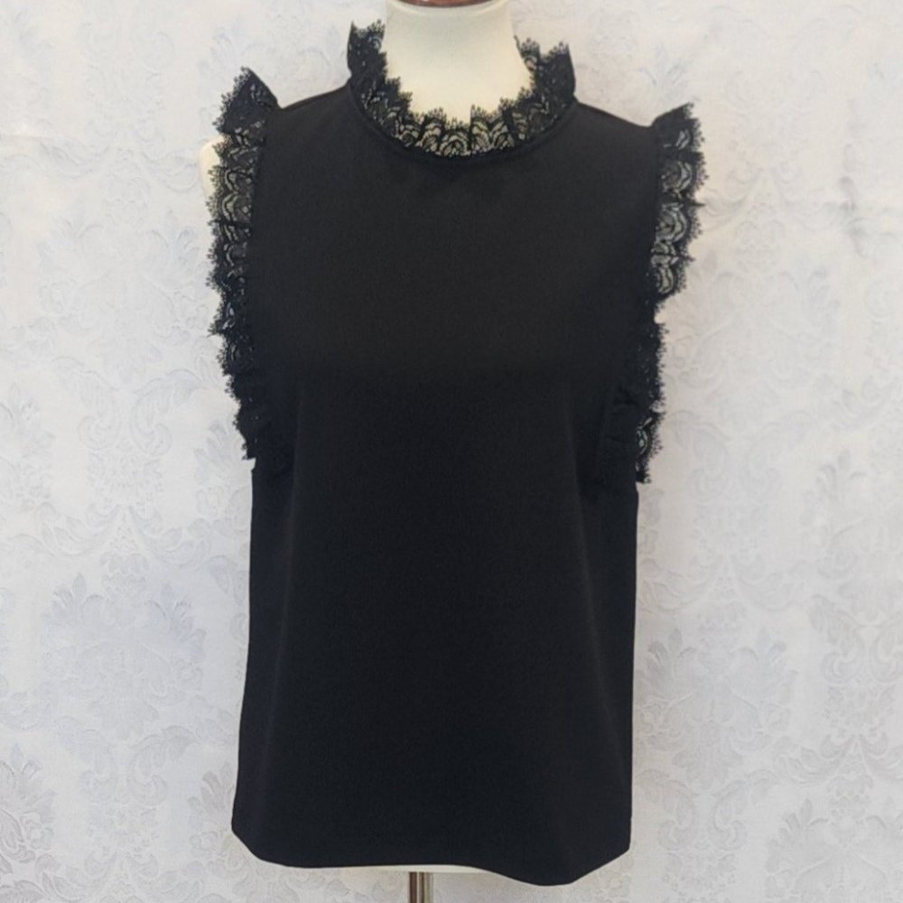 Ann Taylor Black Lace Sleeveless Top S
